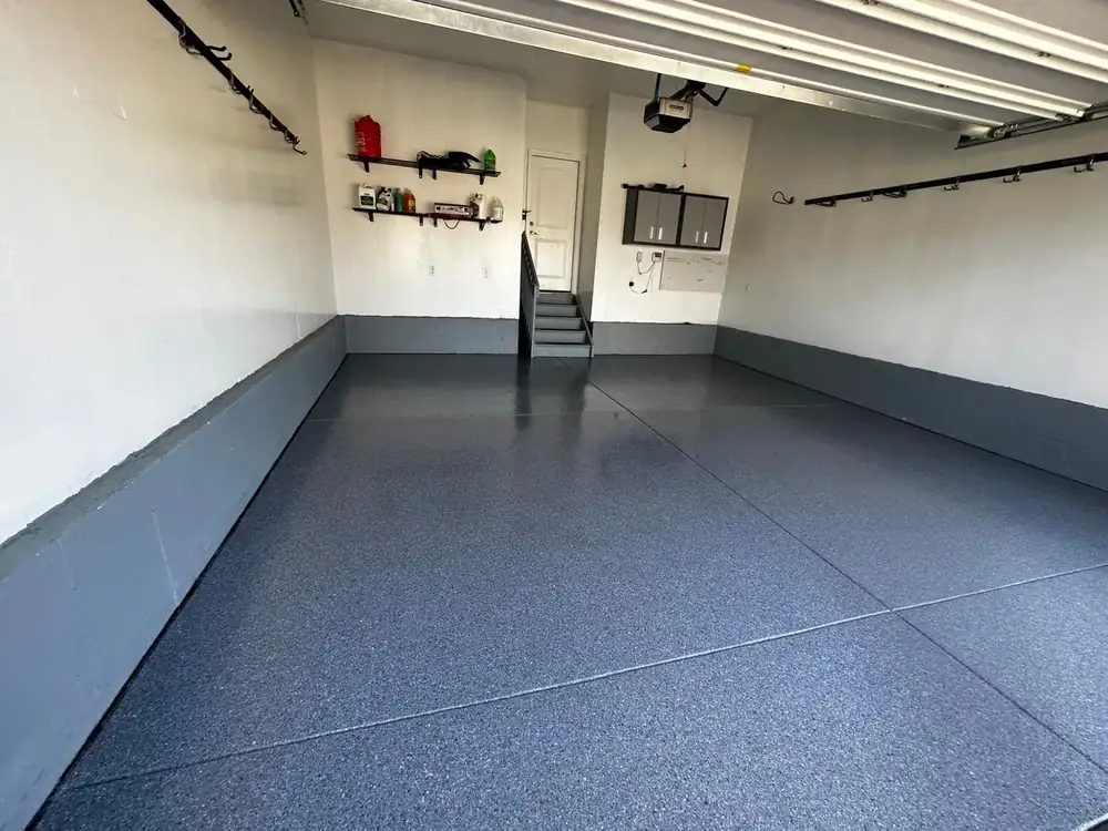 Finished blue gray garage floor