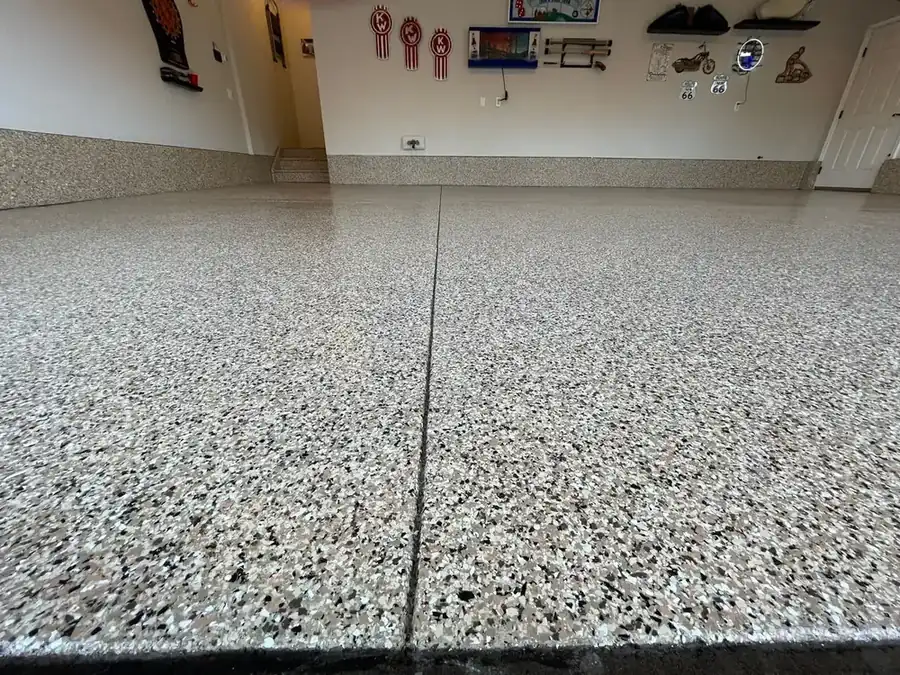 Finished creekbed flake garage floor
